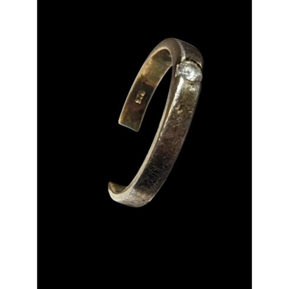 Minimalist Gold Tone Over Sterling Silver Single Cubic Zirconia Ring - Picture 4 of 12